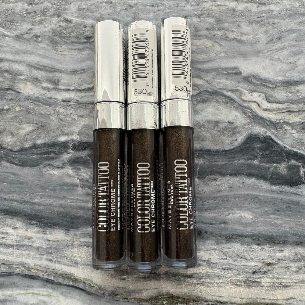 3x Maybelline Color Tattoo Eye Chrome Liquid Eyeshadow 530 Fool's Gold Metallic